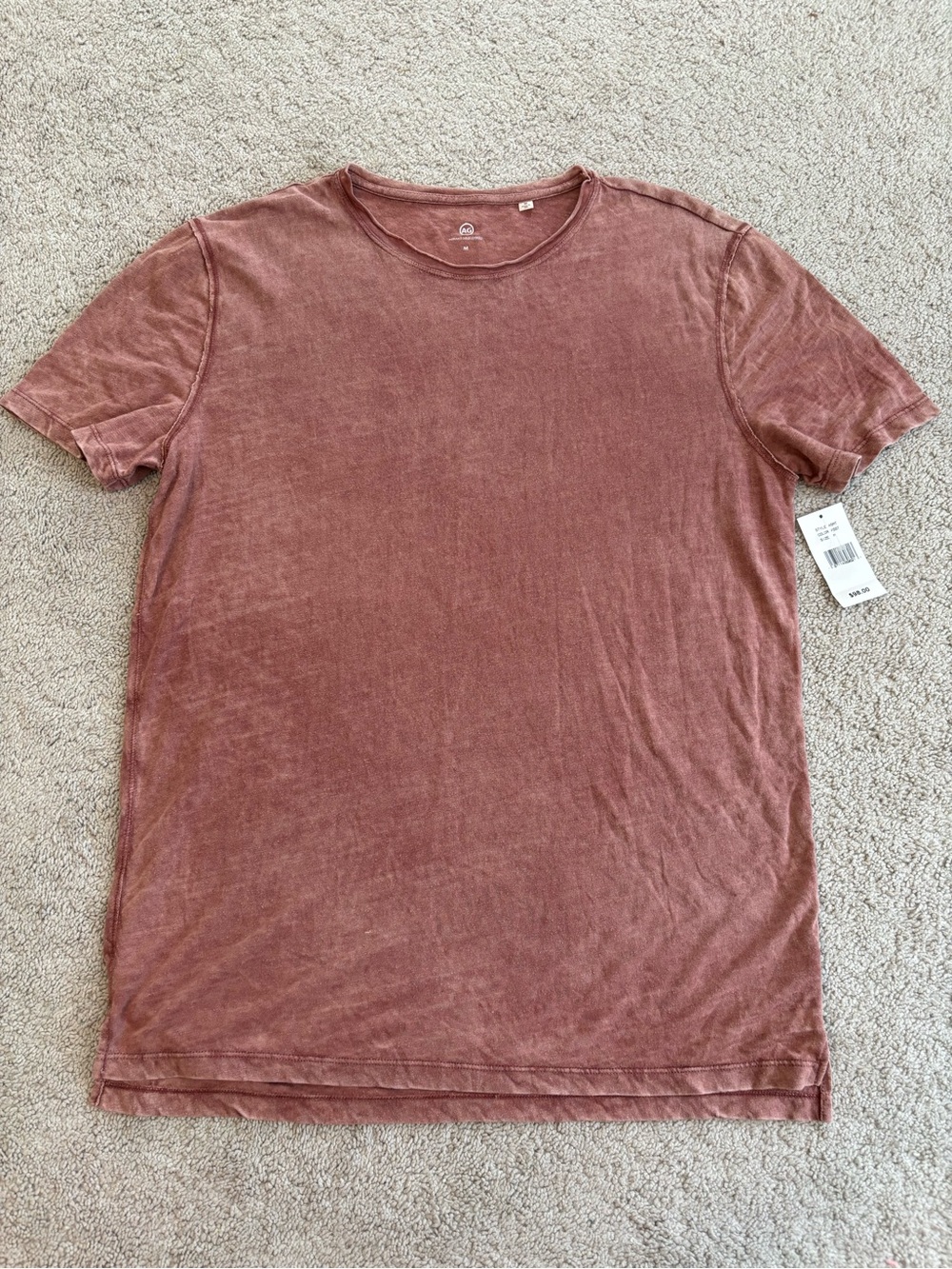 Ag Adriano Goldschmied Men's Washed Crew Tee - Rose Brown, Size Medium, NWT